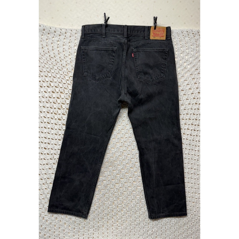 Levis 505 Jeans Mens Tag 38x30 Fits 38x29 Black Denim Straight Leg Regular Fit